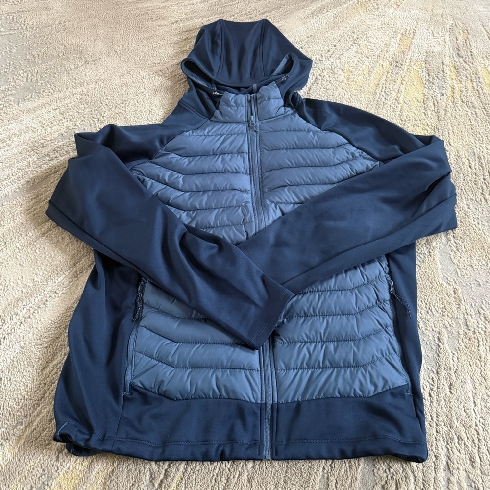 Columbia coat White Out Omni Heat 2 Tone Blue Hybrid  Hooded Jacket XL